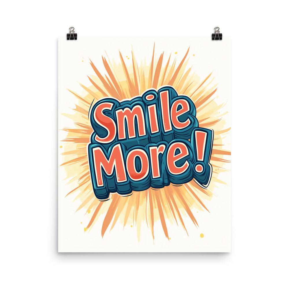 Smile More Playful Typography with Bright Sunburst Poster - Oh Posters