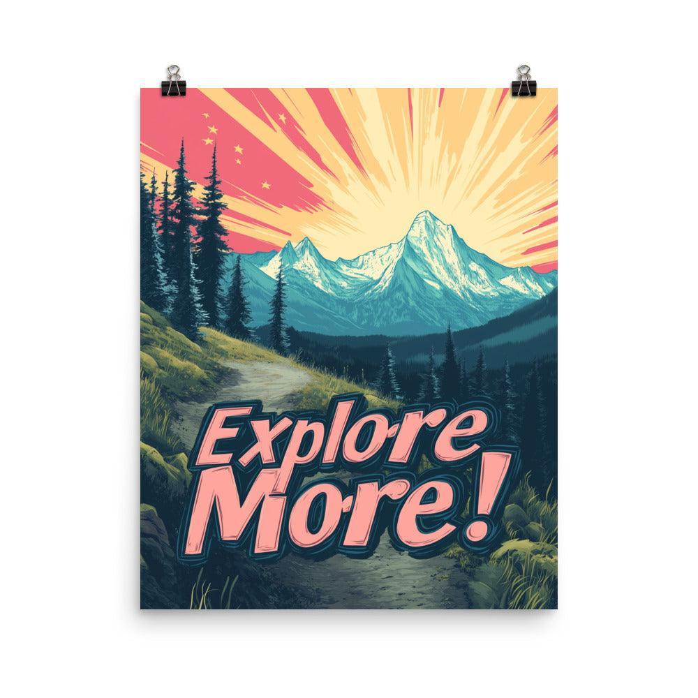 Explore More Mountain Sunset Scene with Pathway and Pink Sky Poster - Oh Posters