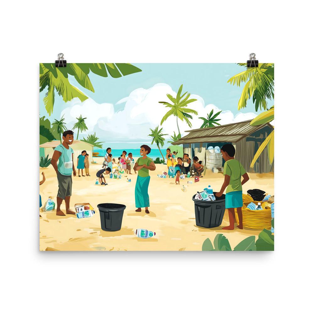 Community Beach Cleanup Day Vibrant Coastal Gathering Poster - Oh Posters