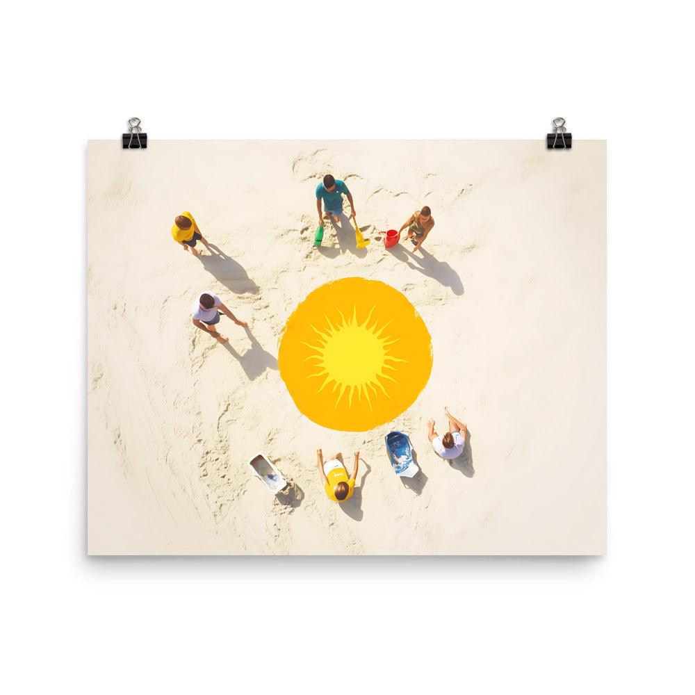Beach Cleanup Sun Teamwork Vibrant Community Poster - Oh Posters