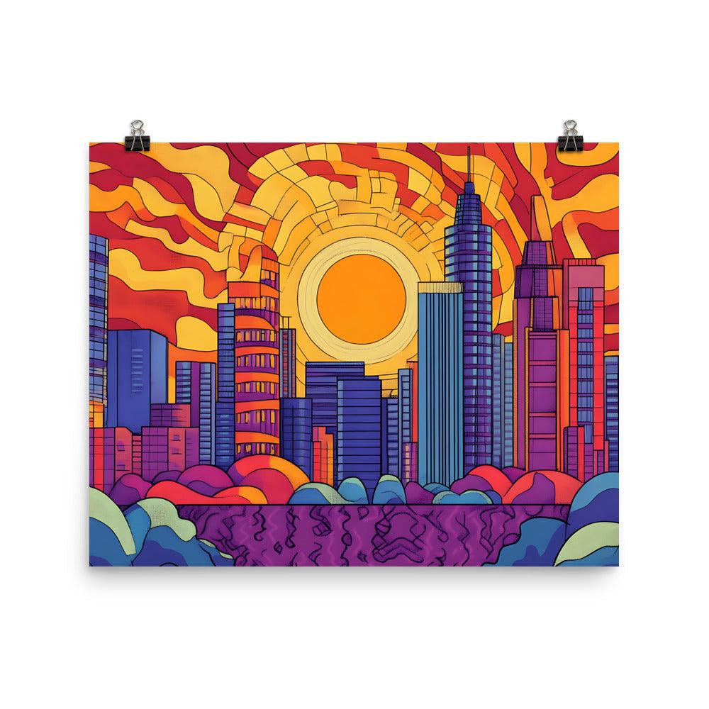 Manchester Vibrant Cityscape Bright Colors Urban Skyline Poster - Oh Posters