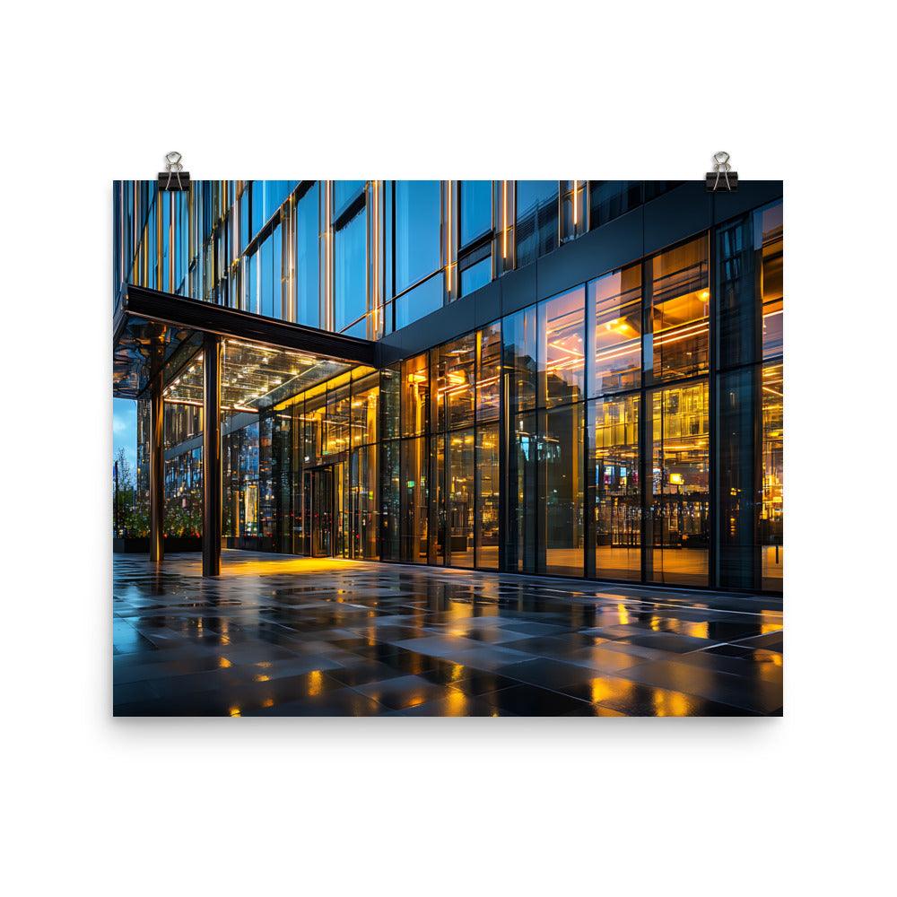 Manchester City Reflections On Modern Architecture Evening Lights Poster - Oh Posters