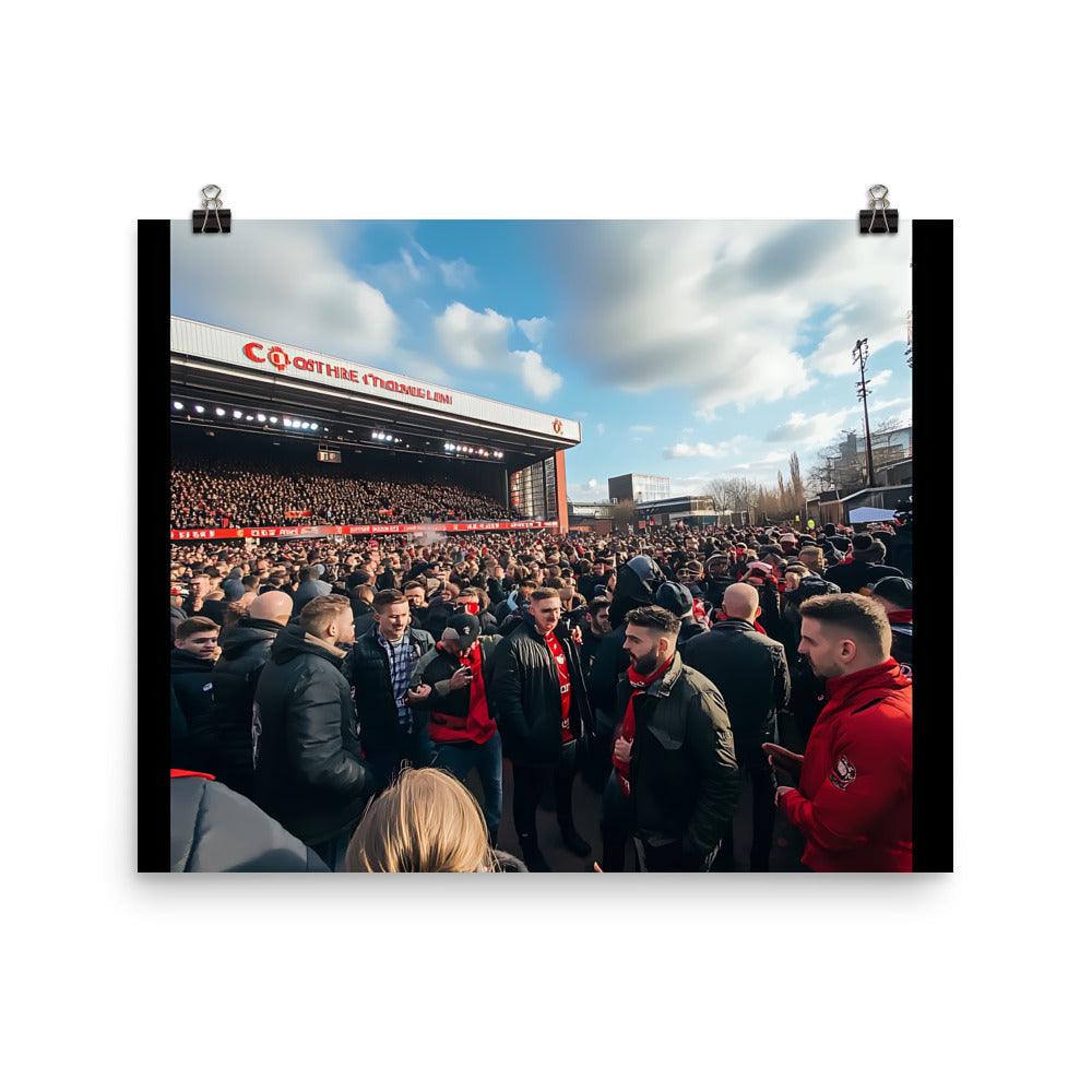 Manchester Football Fan Gathering Atmosphere Vibrant Crowd Scene Poster - Oh Posters