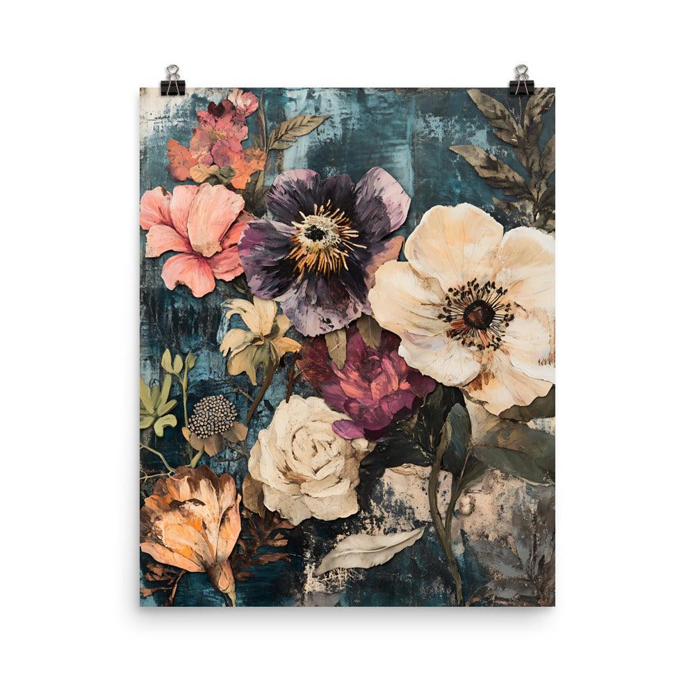 Boho Floral Dreams with Vibrant Blooms and Rustic Charm Poster - Oh Posters