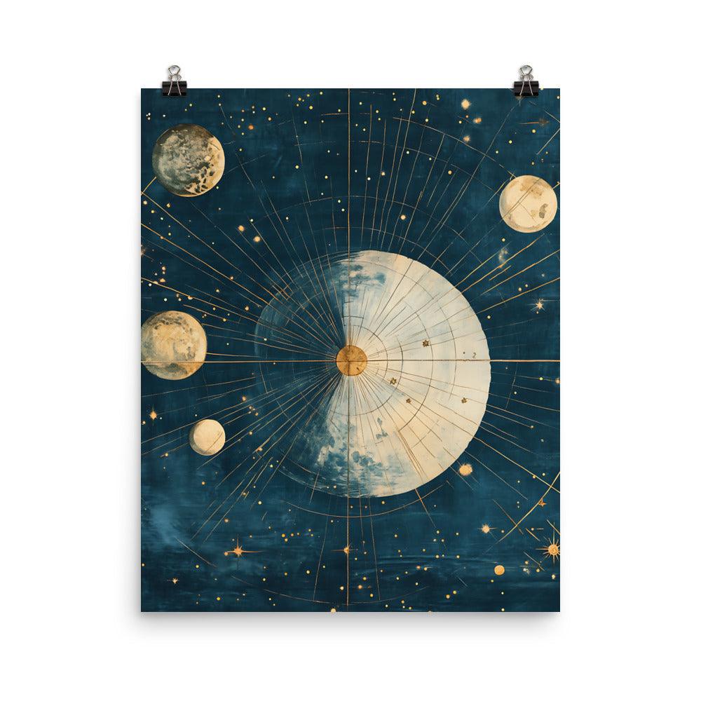 Boho Celestial Moon Phases Cosmic Exploration Poster - Oh Posters