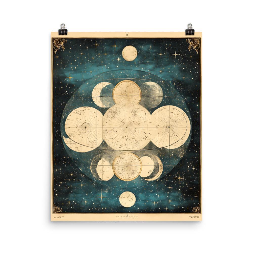 Boho Celestial Moon Phases Vintage Astronomy Art for Spiritual Souls Poster - Oh Posters