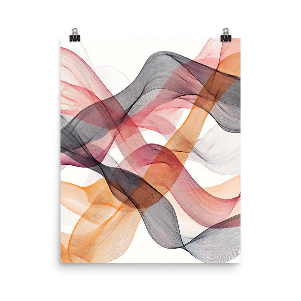 Boho Abstract Waves in Earthy Tones Poster - Oh Posters