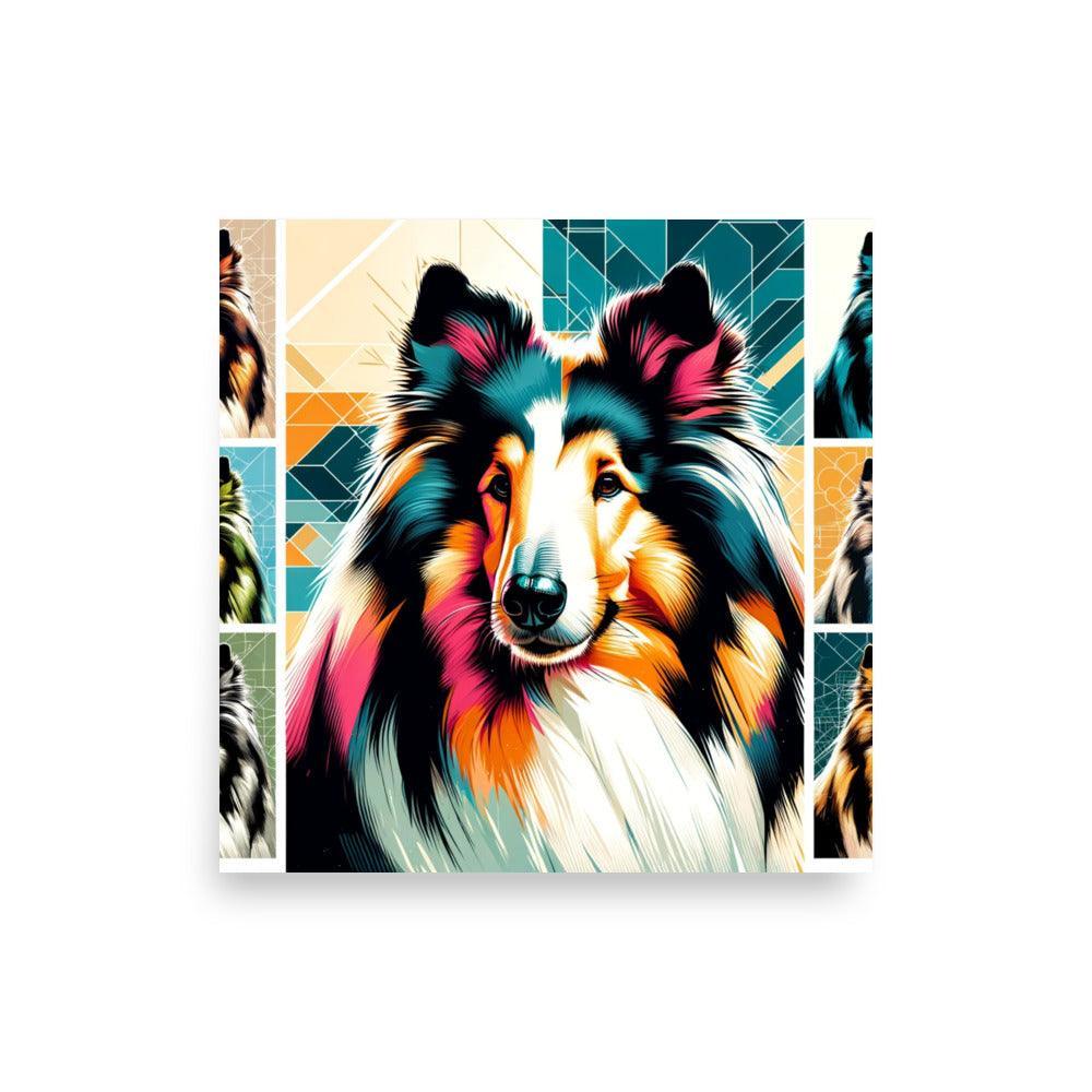 Rough Collie Dog Collage Line Vibrant Art Styles Poster - Oh Posters