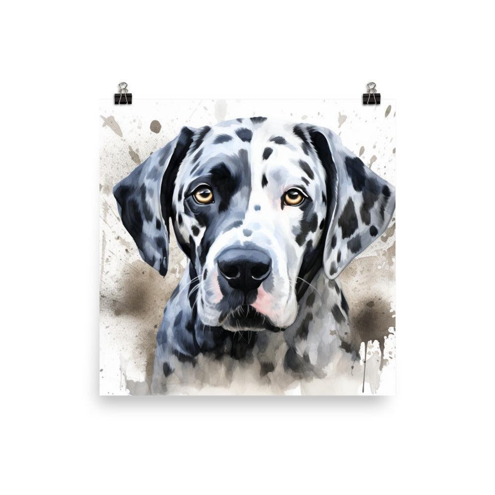 Dalmatian Watercolor Splash Dog Portrait Poster - Oh Posters