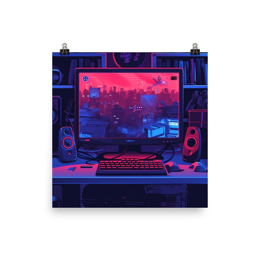 Gamer Room View Digital Illustration Poster - Oh Posters