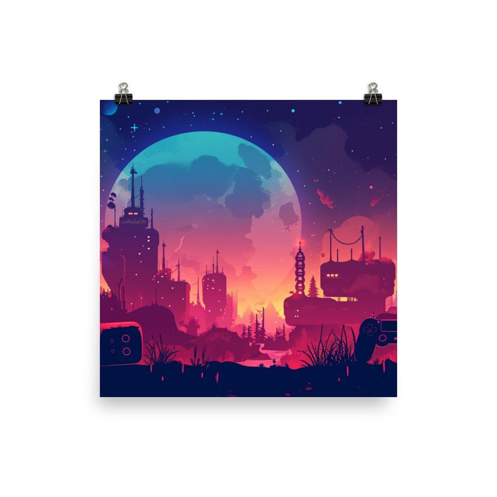 Fantasy Gaming Landscape Moonlit Night Poster - Oh Posters