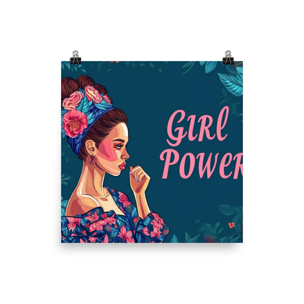 Girl Power Quote Feminine Strength Floral Background Illustration Poster - Oh Posters