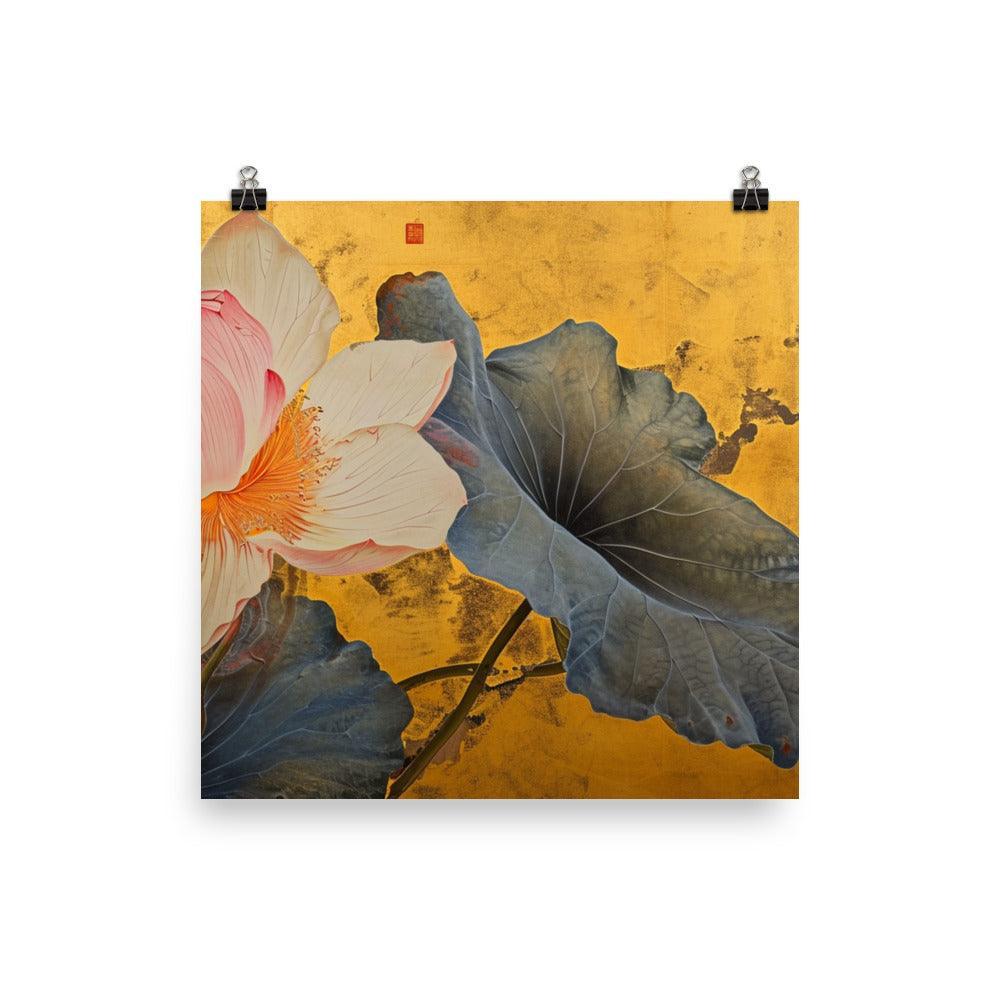 Elegant Lotus Flower Oriental Artwork Poster - Oh Posters