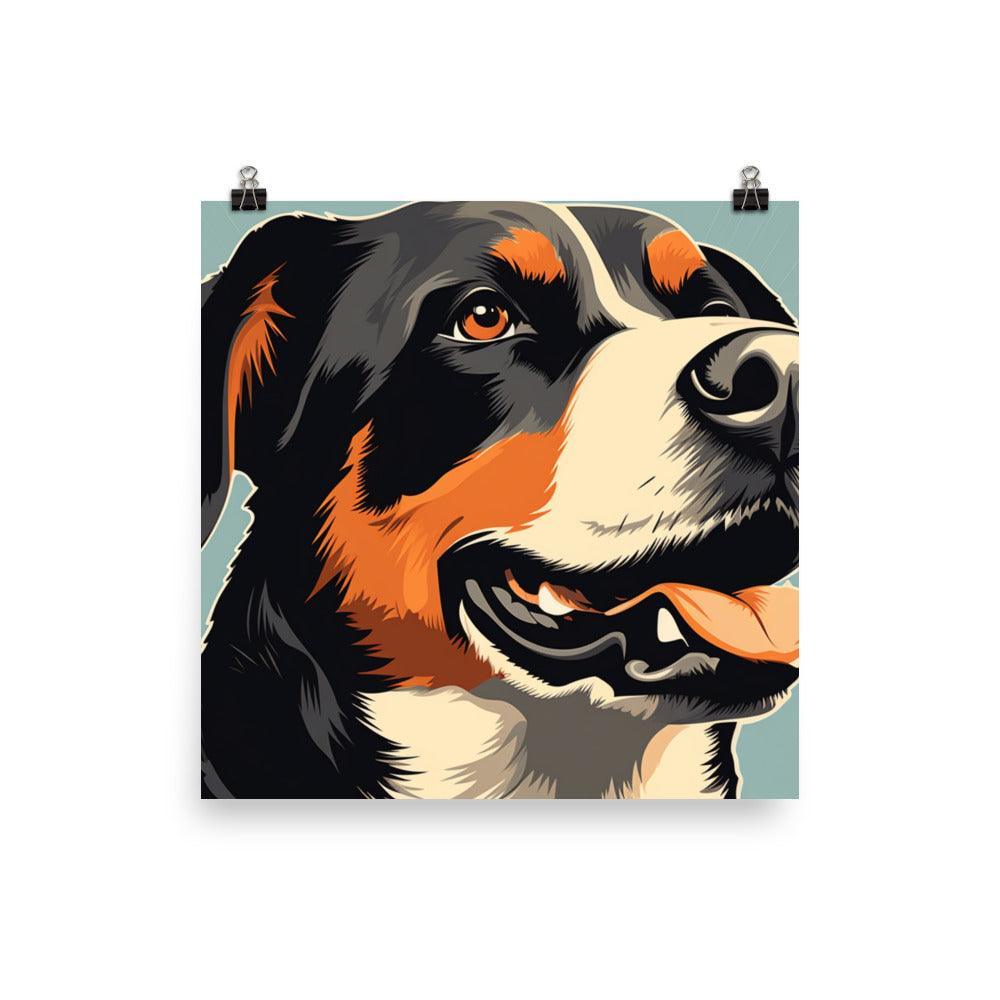 Entlebucher Mountain Dog Close-Up Illustration Poster - Oh Posters