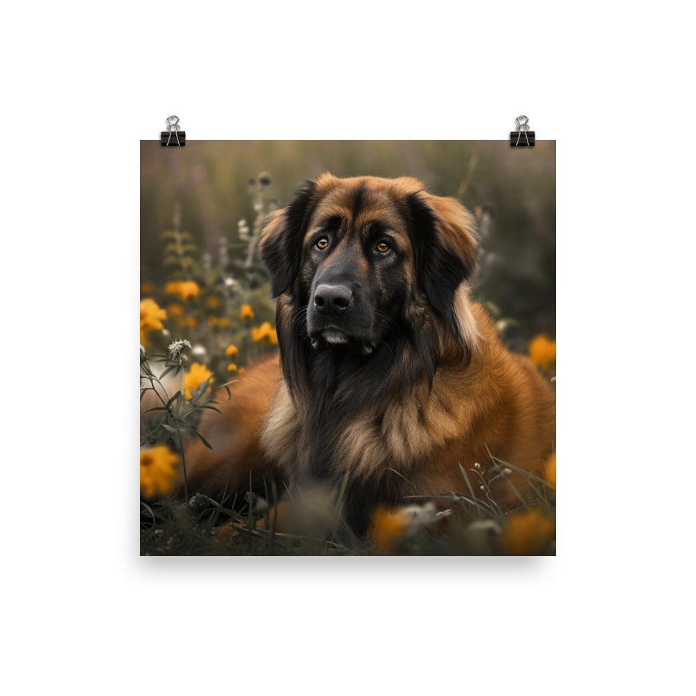 Estrela Mountain Dog Floral Meadow Portrait Poster - Oh Posters