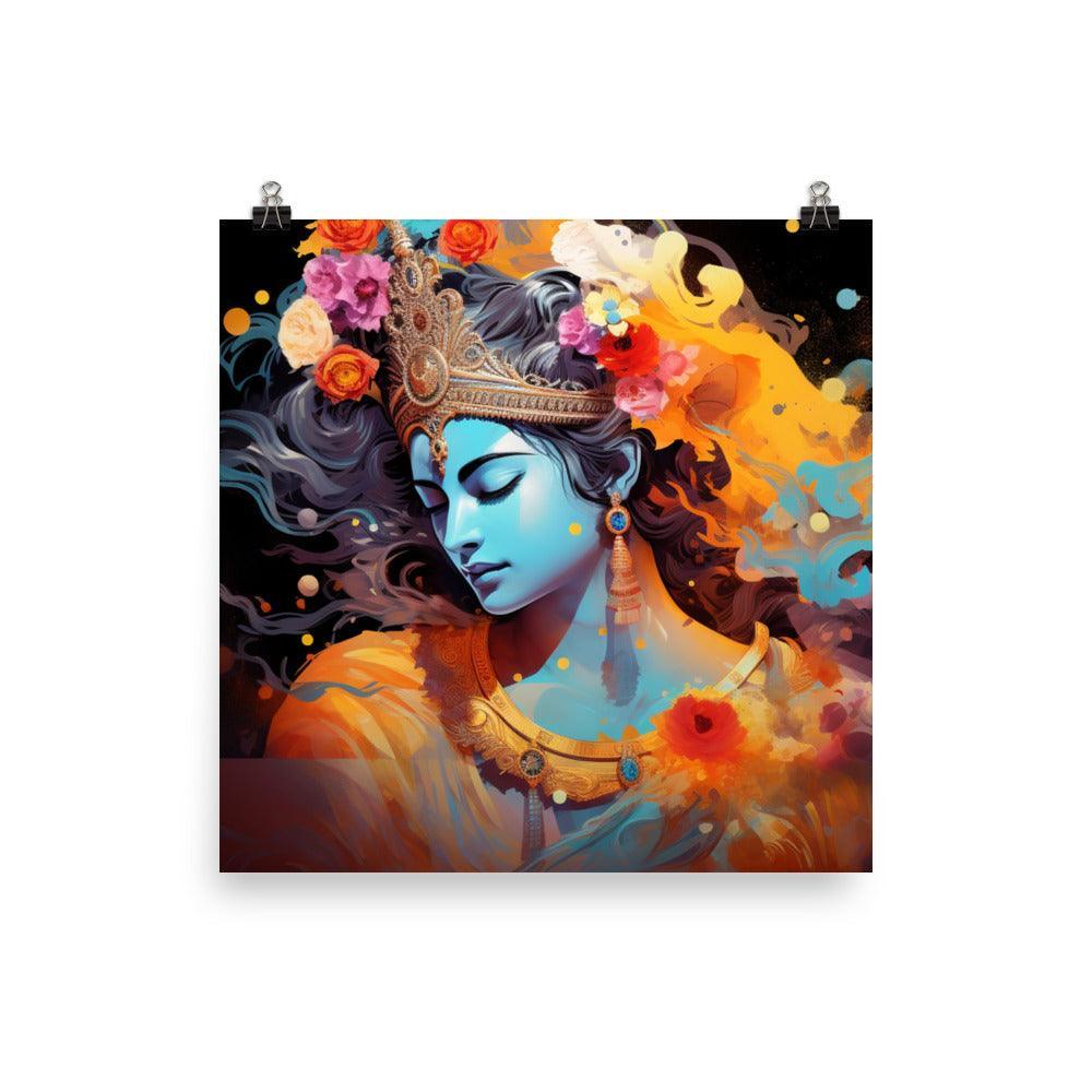 Krishna Ethereal Aura Digital Art Poster - Oh Posters