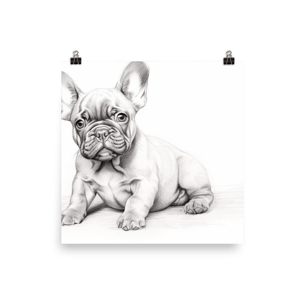 French Bulldog Pencil Sketch Art Poster - Oh Posters