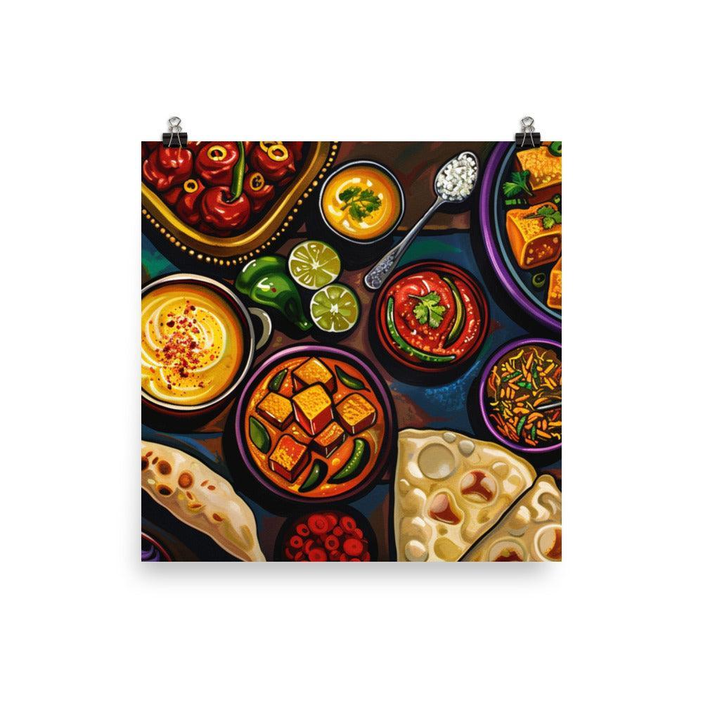 Indian Feast Colorful Traditional Cuisine Art Poster - Oh Posters