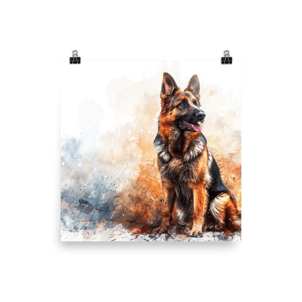 German Shepherd Vivid Watercolor Expression Poster - Oh Posters