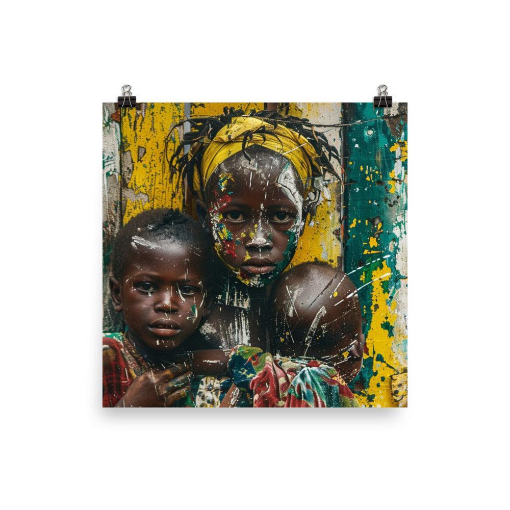 Central African Republic Vibrant Village Life Oil Painting Poster - Oh Posters