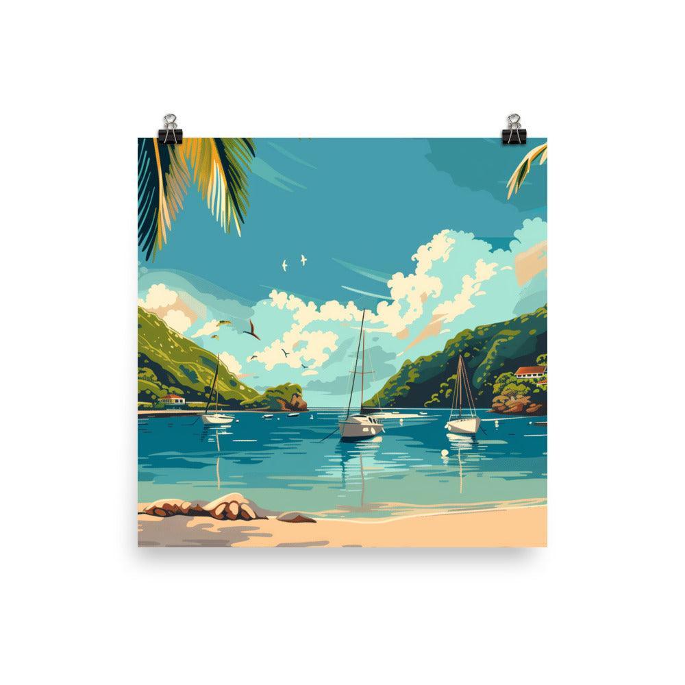 Saint Lucia Tranquil Bay Scenic Landscape Poster - Oh Posters