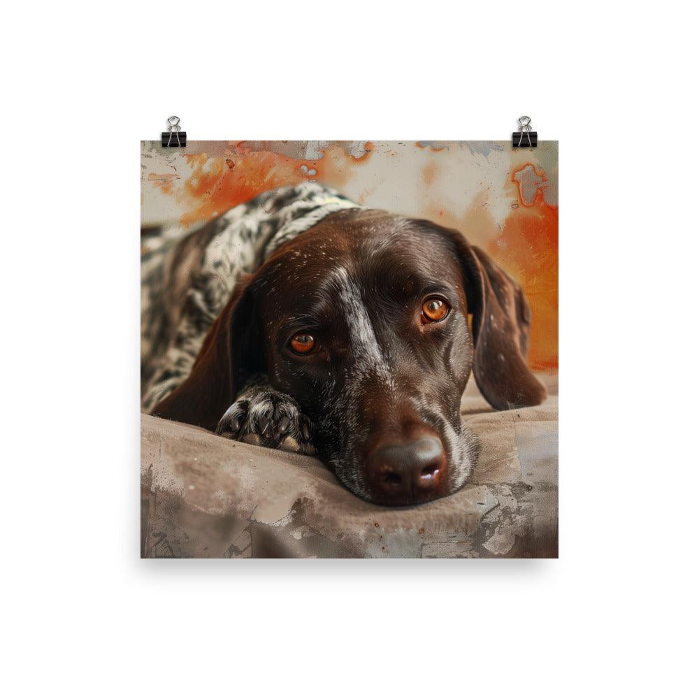 German Shorthaired Pointer Resting on Artistic Background Poster - Oh Posters