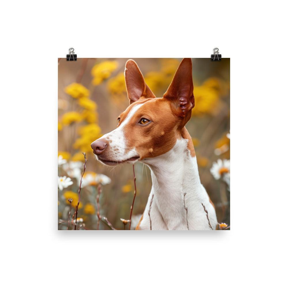 Ibizan Hound in Wildflower Field Photography Poster - Oh Posters