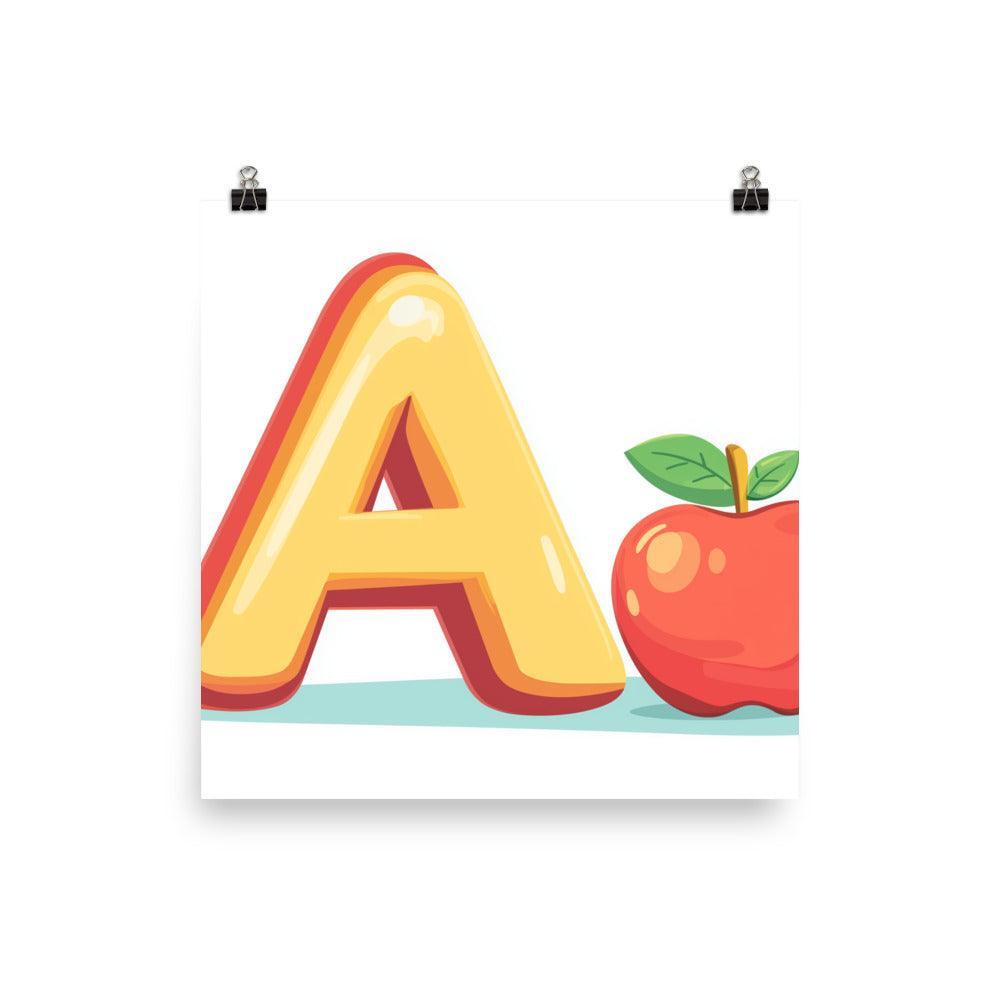 Kids Alphabet Letter A with Apple Educational Poster - Oh Posters