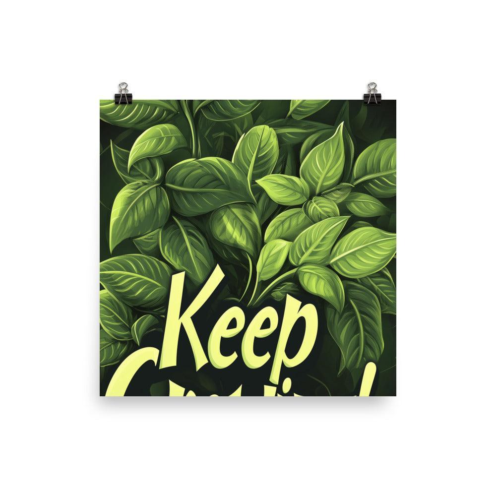 Keep Growing Leafy Design with Motivational Typography on Black Poster - Oh Posters