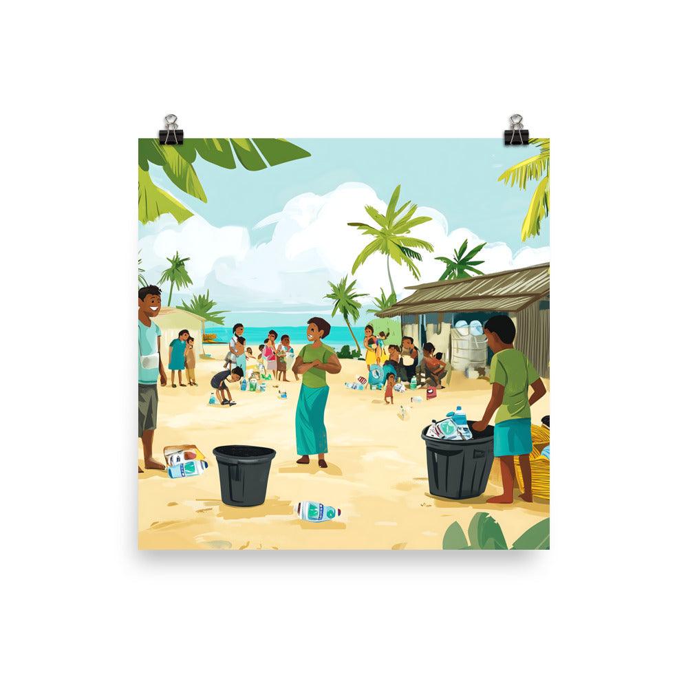 Community Beach Cleanup Day Vibrant Coastal Gathering Poster - Oh Posters