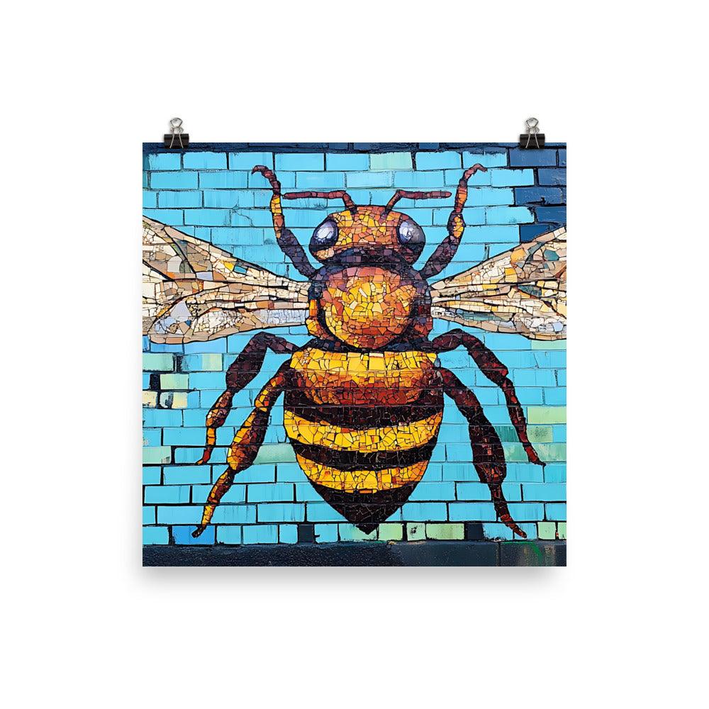 Manchester Iconic Bee Street Art Tribute Vibrant Urban Mural Poster - Oh Posters