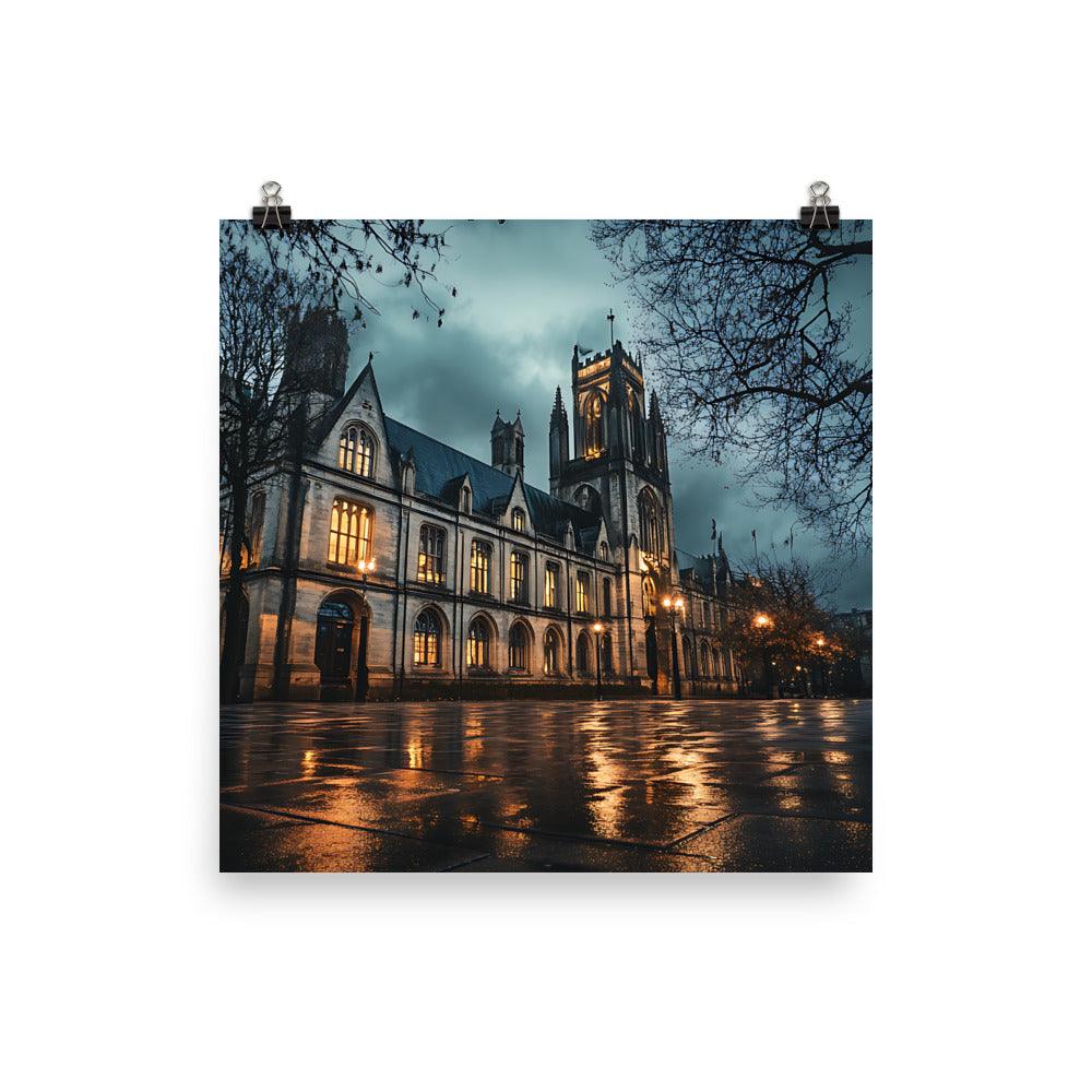Manchester Gothic Night Architecture Poster - Oh Posters