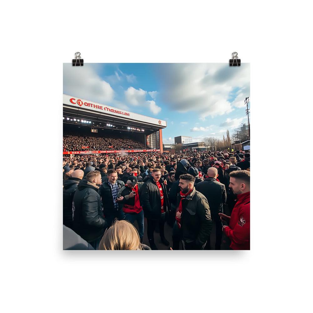 Manchester Football Fan Gathering Atmosphere Vibrant Crowd Scene Poster - Oh Posters