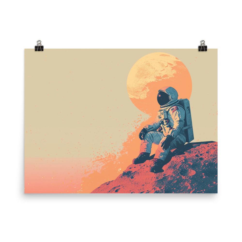 Cosmic Explorer Contemplation Space Travel Digital Art Poster - Oh Posters