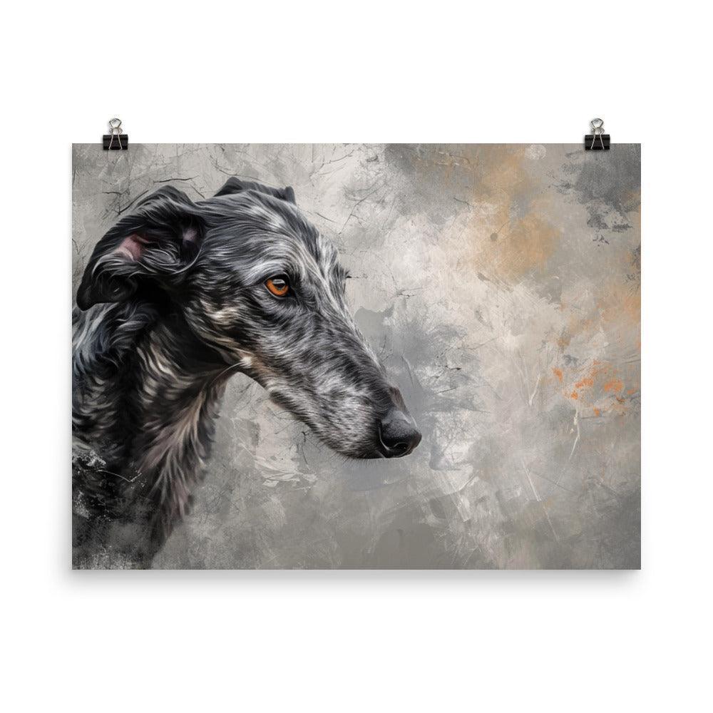 Deerhound Abstract Textured Art Dog Poster - Oh Posters