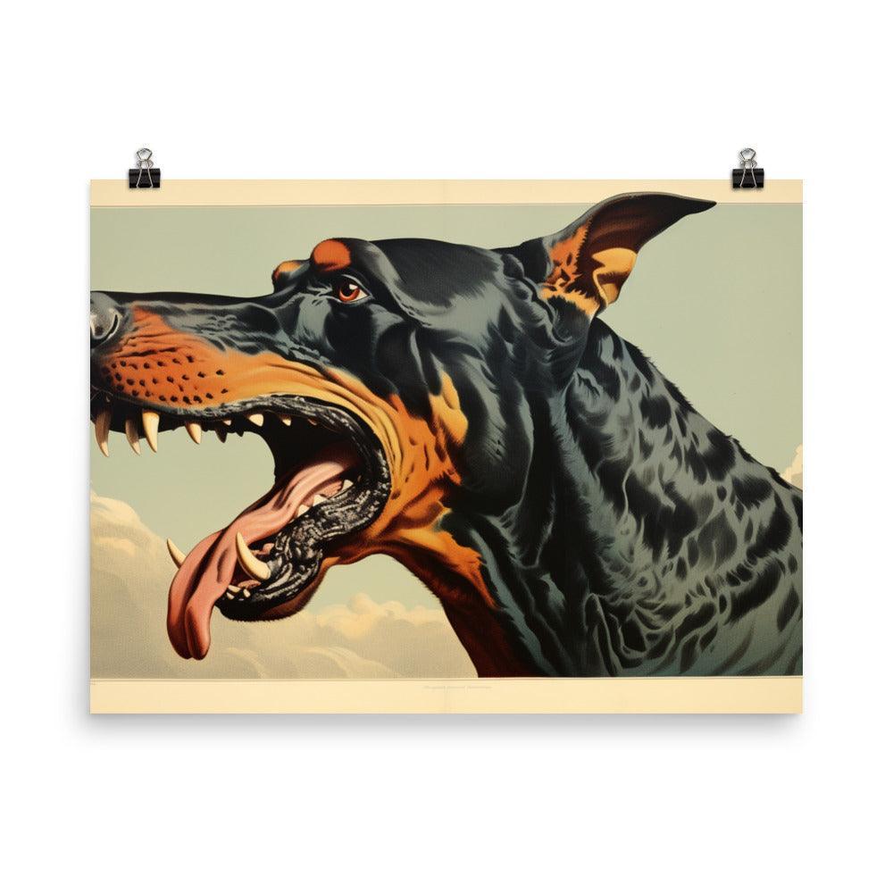 Dobermann Intense Roar Vintage Style Poster - Oh Posters