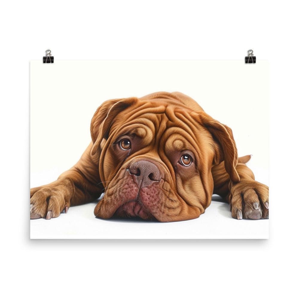 Dogue de Bordeaux Lying Down Realistic Artwork Poster - Oh Posters