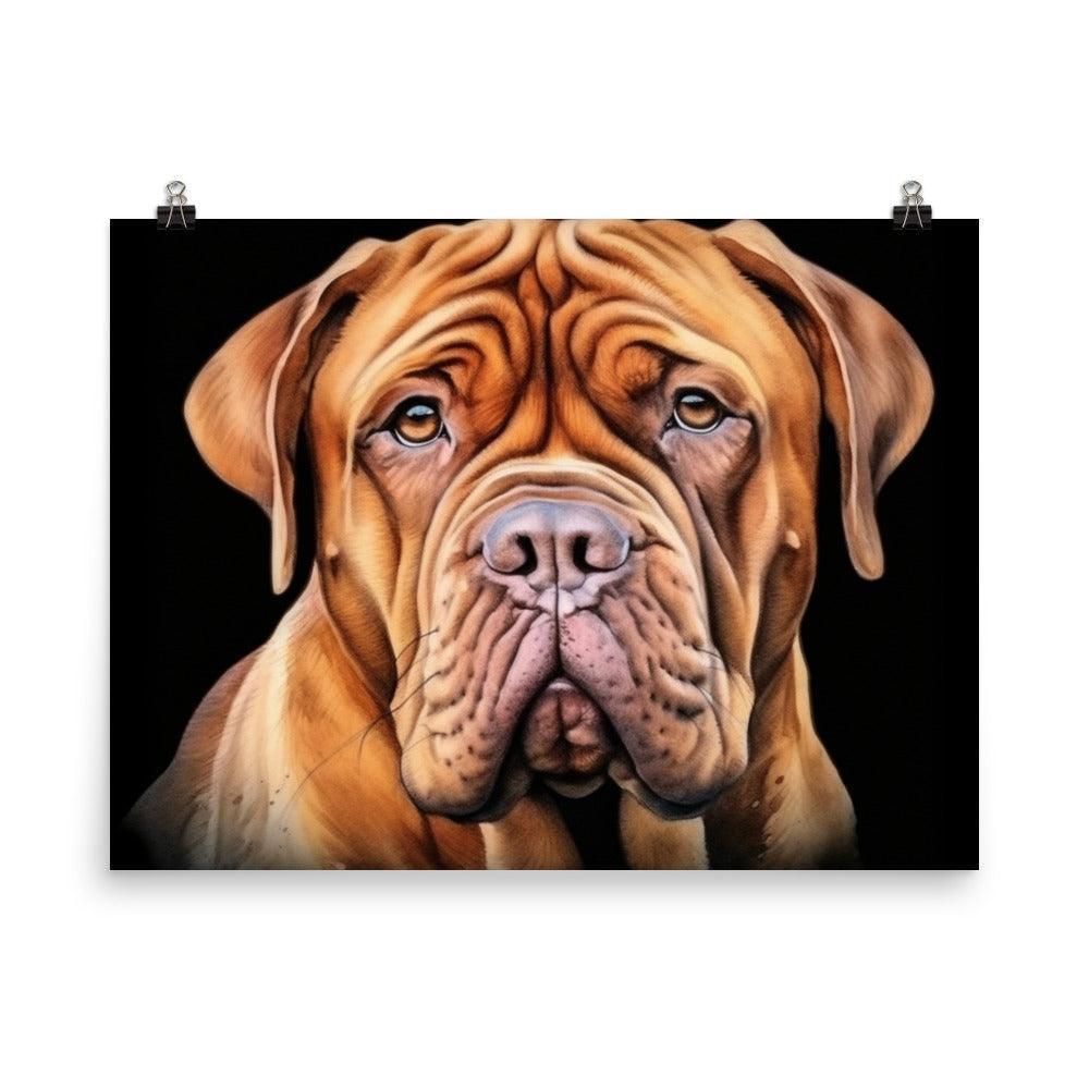 Dogue de Bordeaux Classic Black Background Illustration Poster - Oh Posters