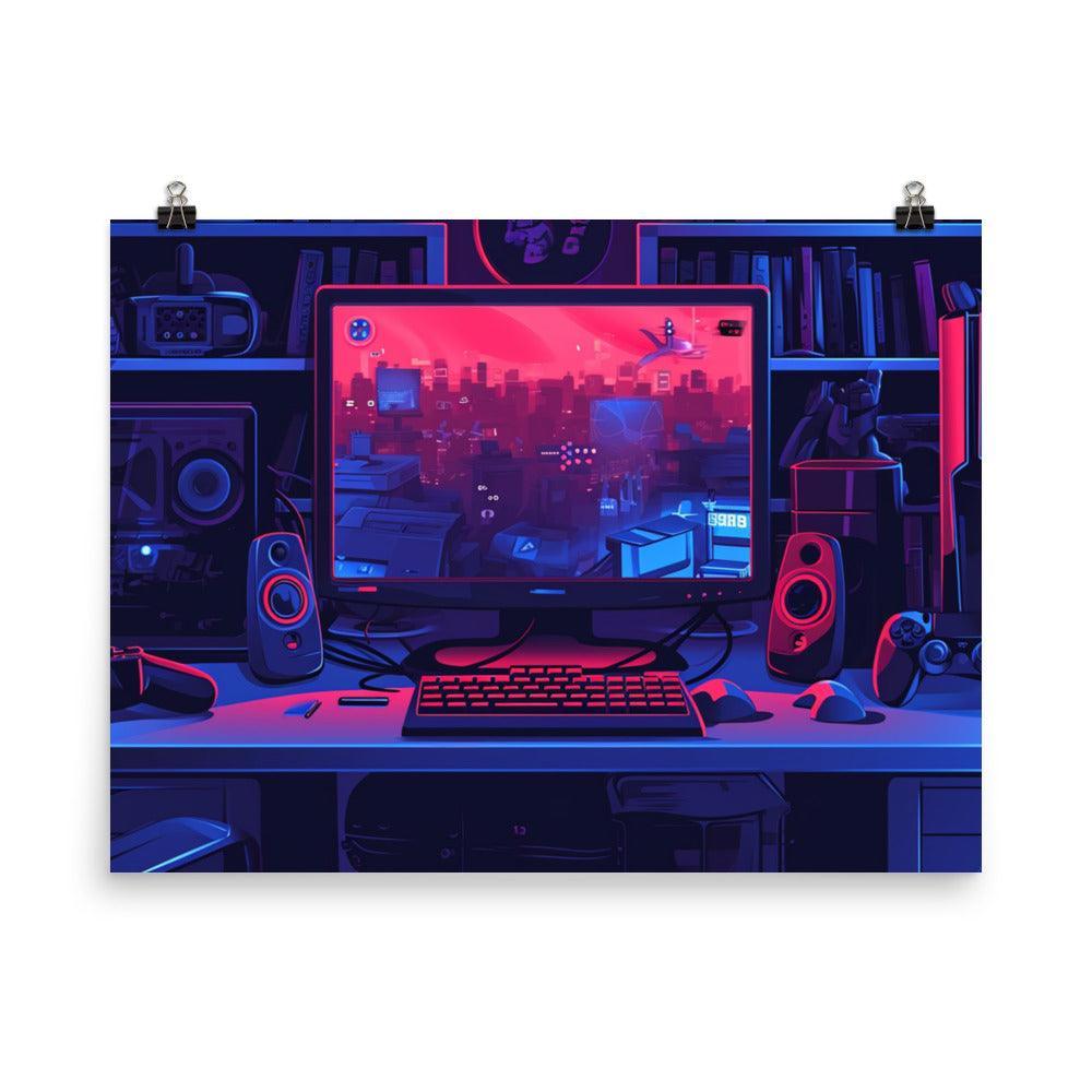 Gamer Room View Digital Illustration Poster - Oh Posters