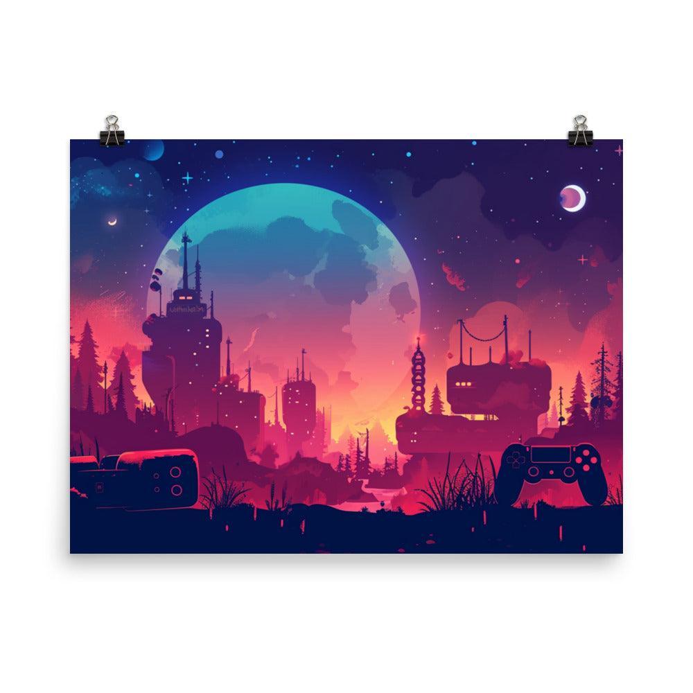 Fantasy Gaming Landscape Moonlit Night Poster - Oh Posters