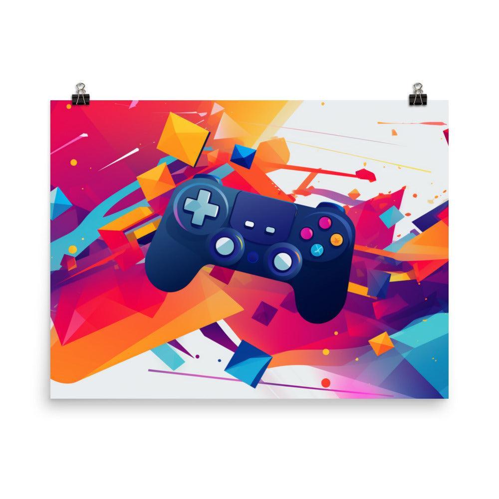 Vibrant Gaming Controller Abstract Explosion Poster - Oh Posters