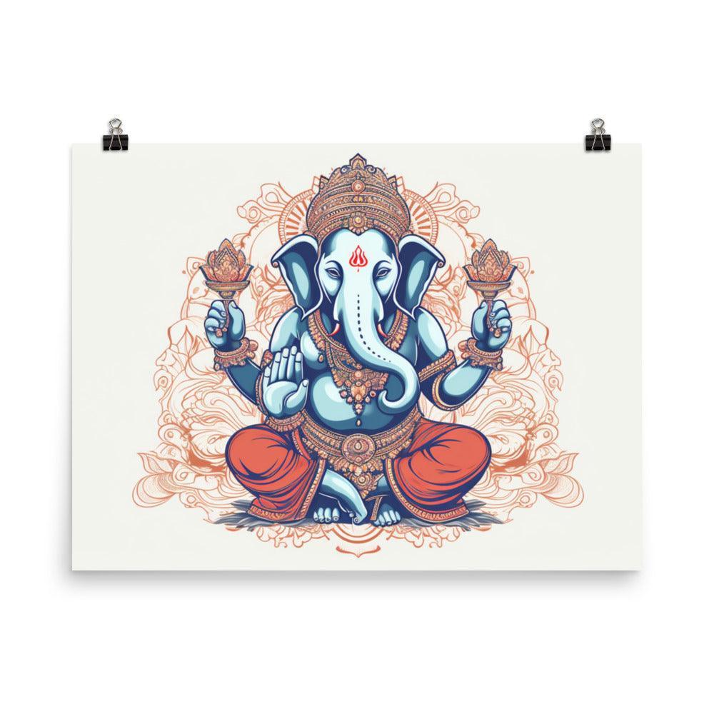 Ganesha Orange Mandala Inspired Illustration Poster - Oh Posters