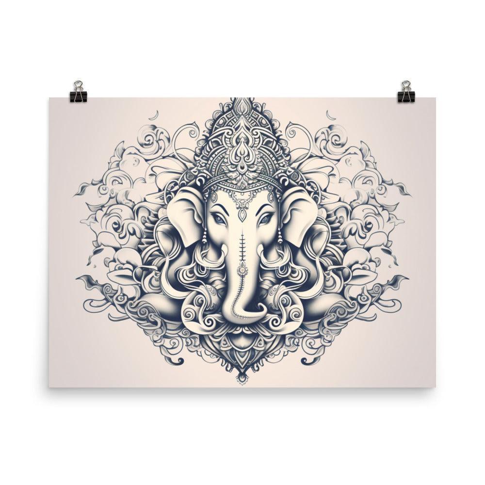 Ganesha Elegant Monochrome Mandala Art Poster - Oh Posters