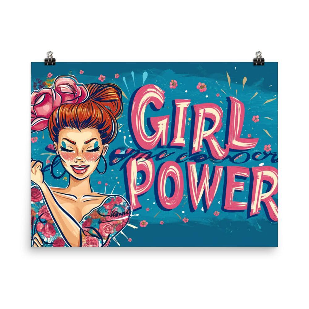 Girl Power Quote Confident Female Wink Floral Art Poster - Oh Posters