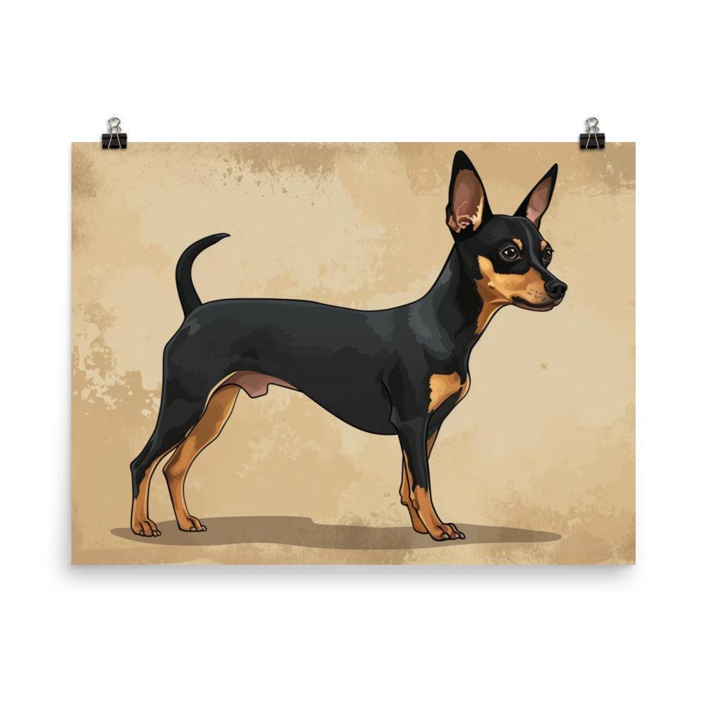 Elegant English Toy Terrier Illustrated Portrait Poster - Oh Posters