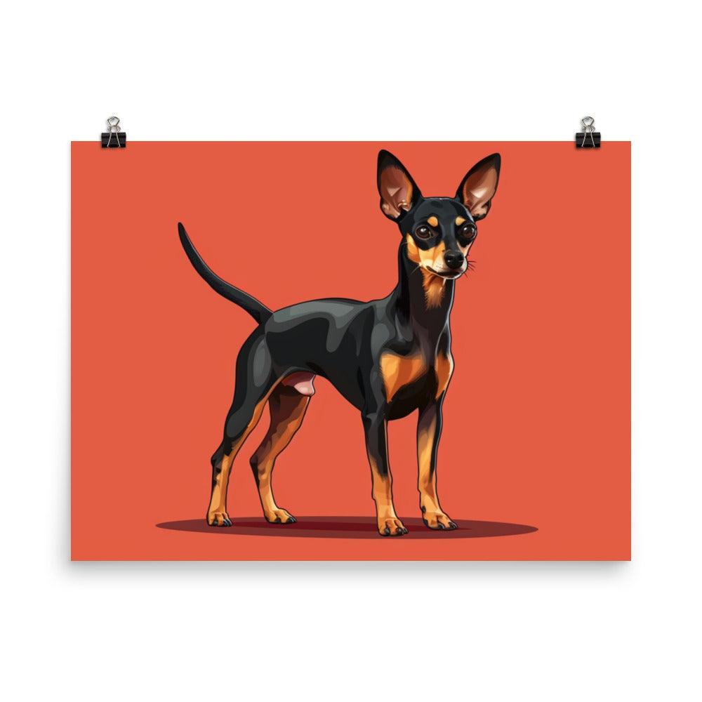 Vibrant English Toy Terrier Portrait on Red Poster - Oh Posters