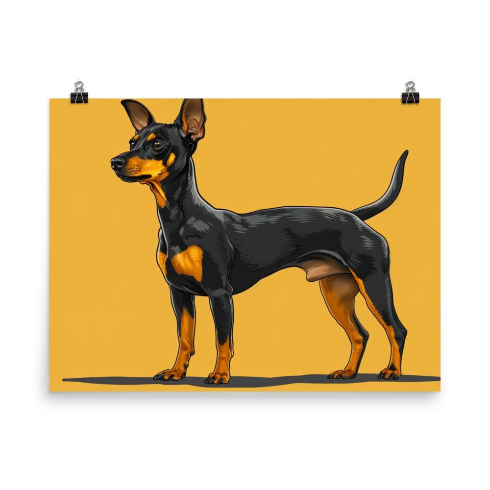 Bold English Toy Terrier Graphic on Yellow Poster - Oh Posters