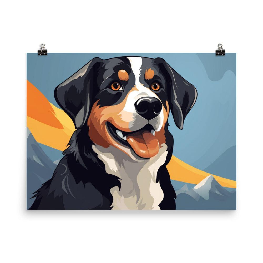 Entlebucher Mountain Dog Vibrant Mountain Illustration Poster - Oh Posters