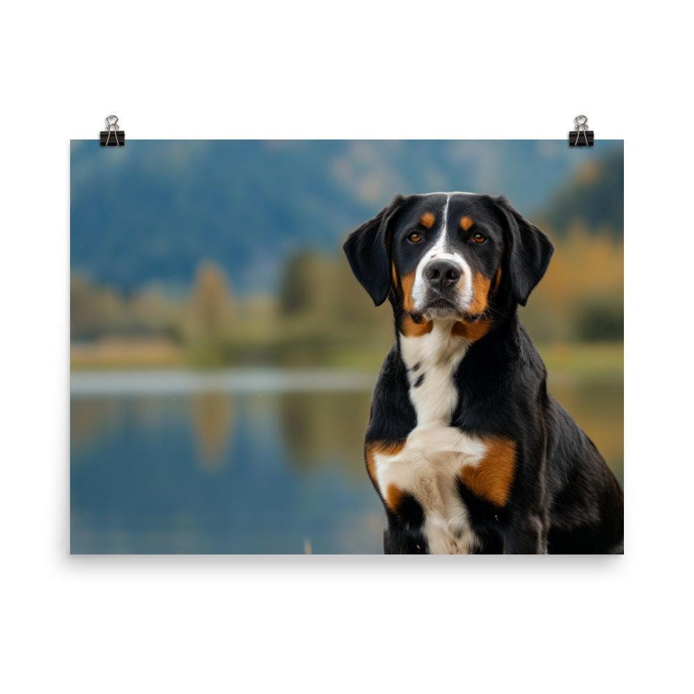 Entlebucher Mountain Dog Lake View Photography Poster - Oh Posters