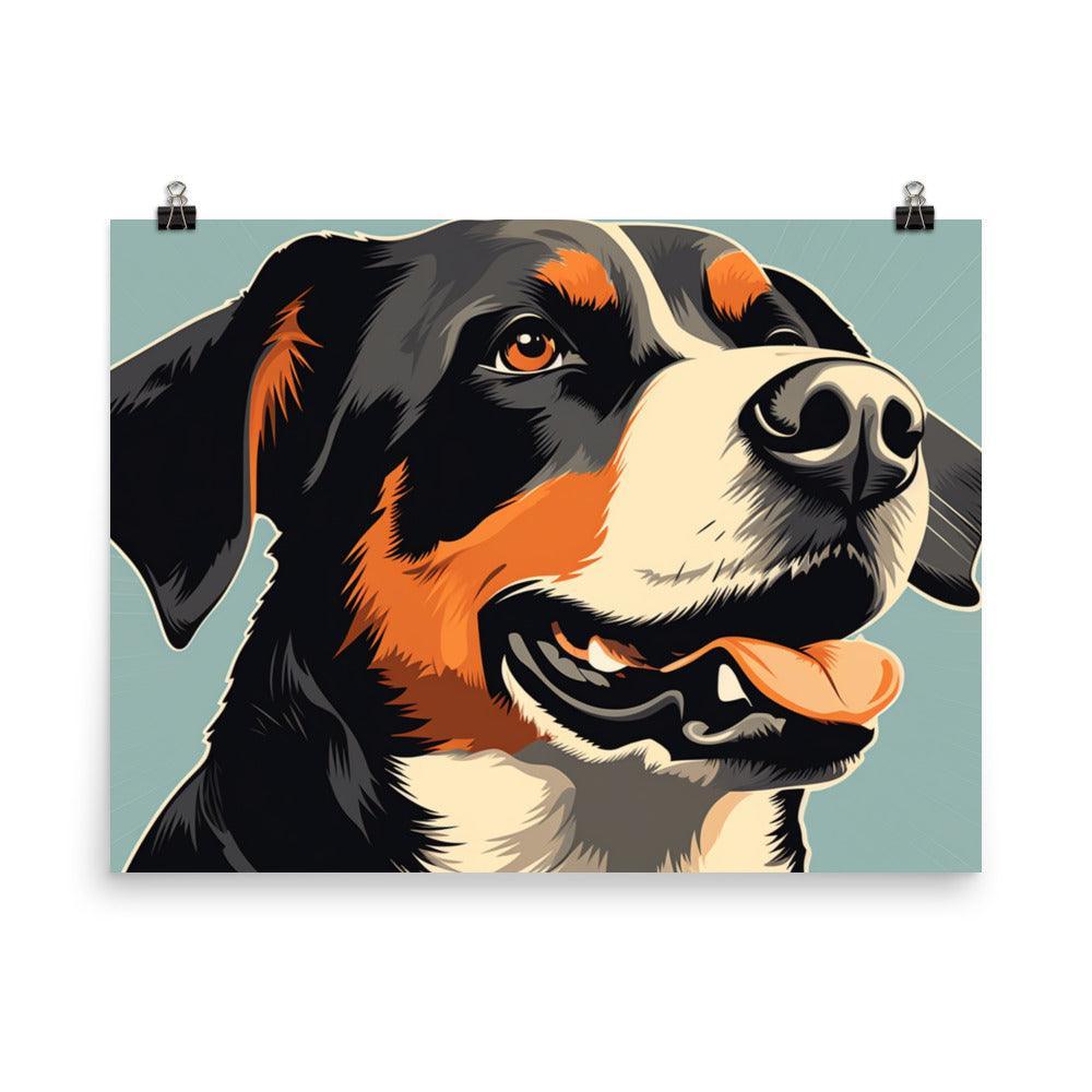 Entlebucher Mountain Dog Close-Up Illustration Poster - Oh Posters